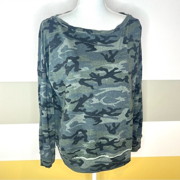 Sundry Green Ragen Camo Camouflage Grunge Western Soft Casual Lounge Sweatshirt - Picture 2 of 15